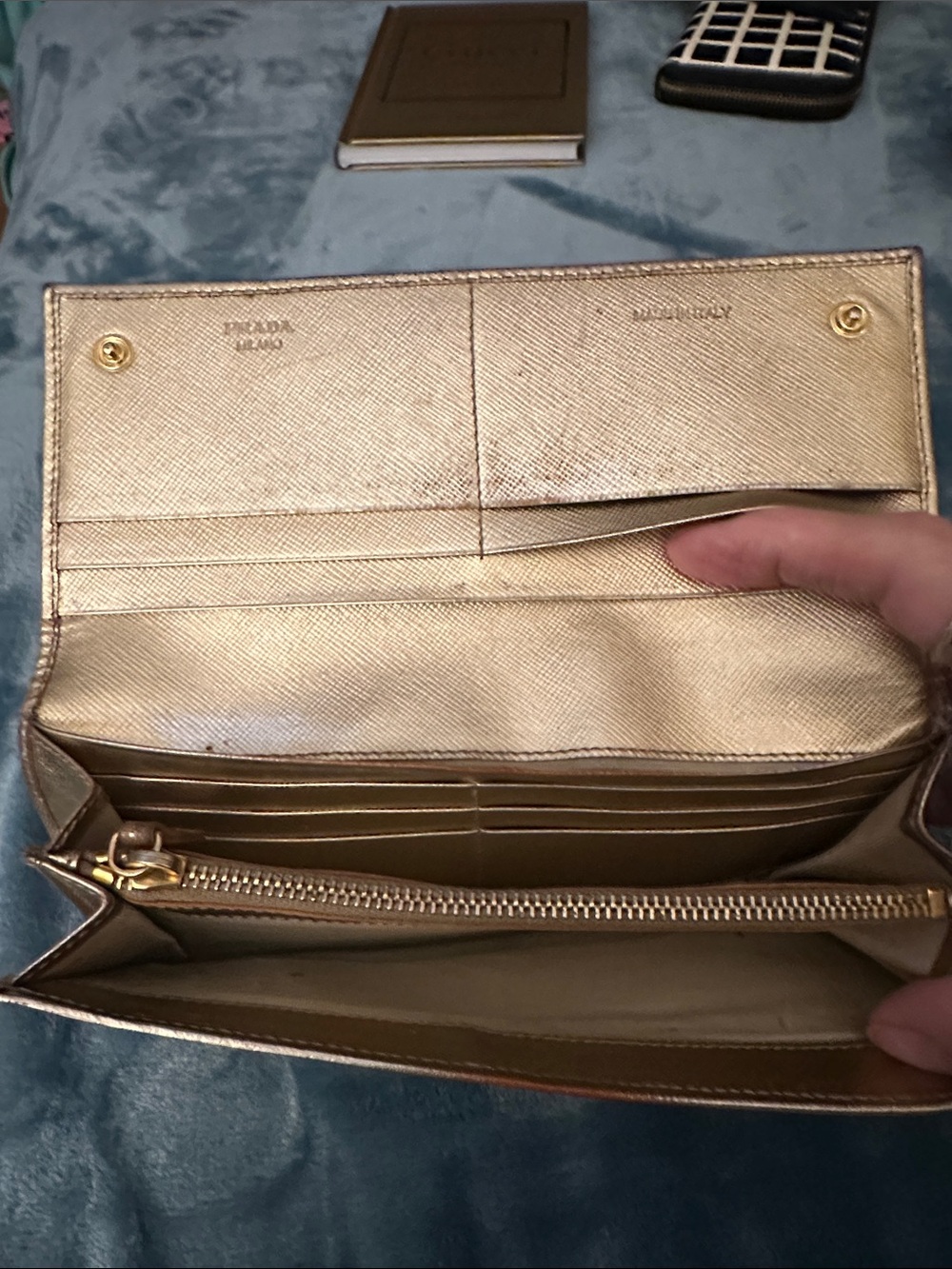 Prada Metallic Rose Gold Saffiano Continental Wallet - Picture 3 of 3